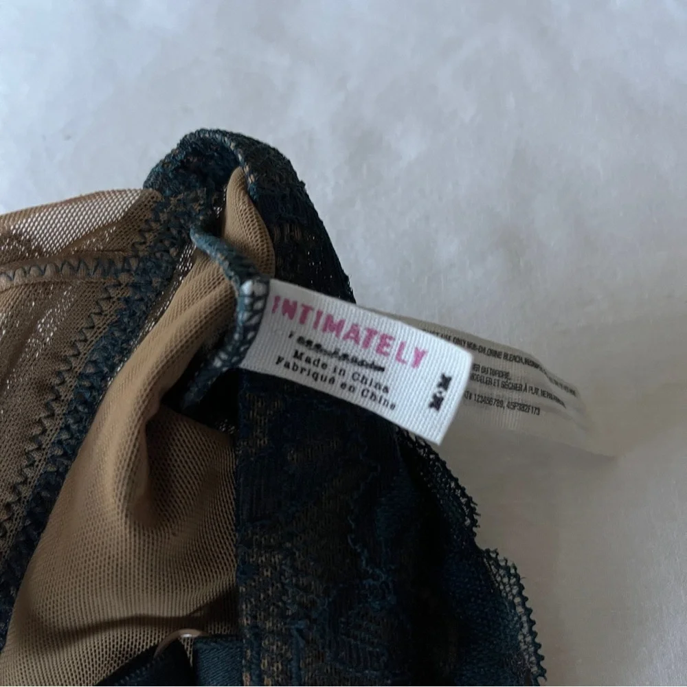 NWOT Intimately by Free People Teal and Nude Mesh and Lace Long Line Bralette M - Picture 8 of 10